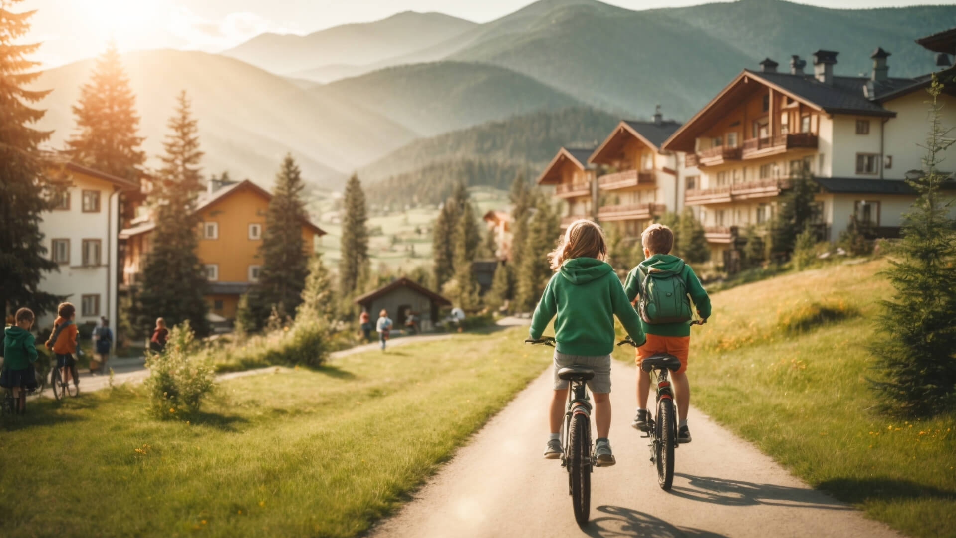 На фото котеджне містечко ecoberghaus в Карпатах Буковель